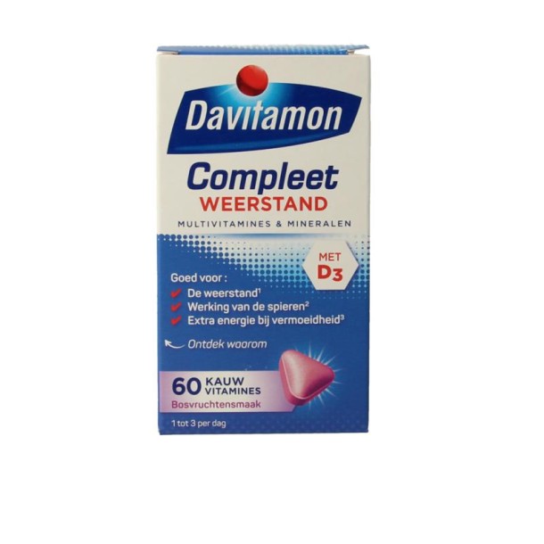 Davitamon Compleet weerstand kauwvitamines bosvruchten (60 tabletten)