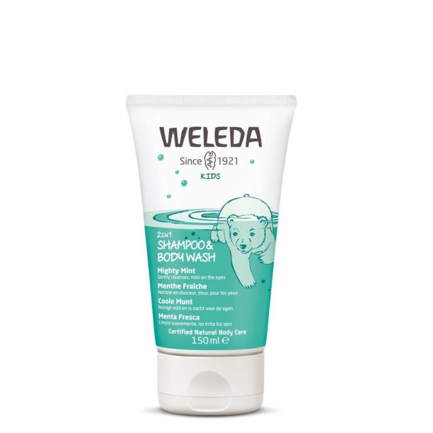 Weleda Kids 2-in-1 shampoo & bodywash coole munt (150 Milliliter)