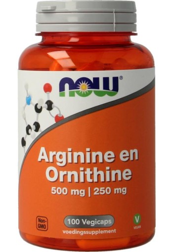 NOW Arginine & Ornithine 500/250 mg (100 Vegetarische capsules)