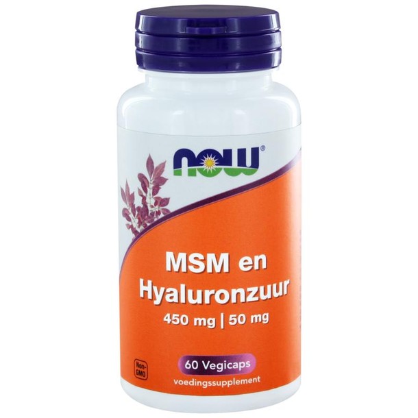 NOW MSM 450 mg en Hyaluronzuur 50 mg (60 Vegetarische capsules)