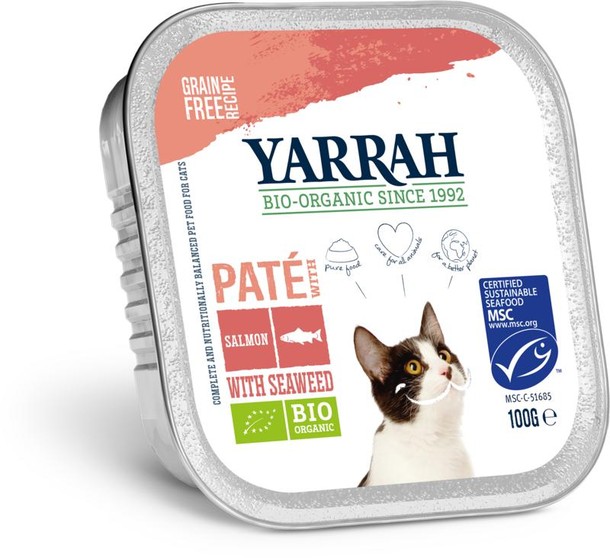 Yarrah Kattenvoer pate met zalm bio (100 Gram)