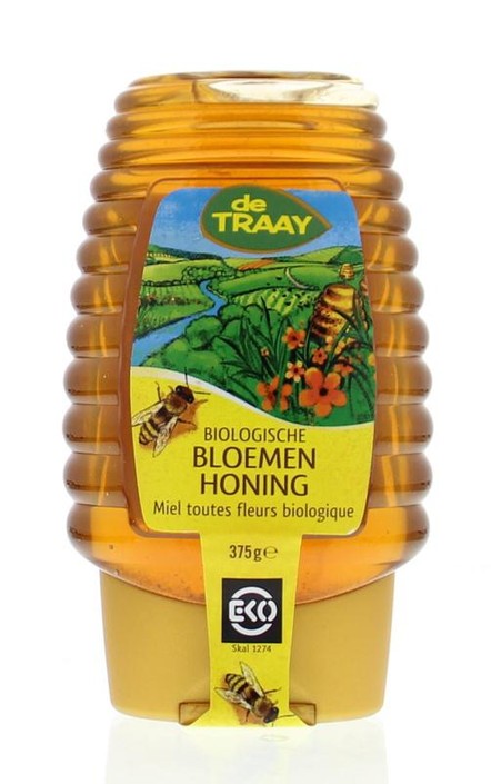 Traay Bloemenhoning knijpfles bio (365 Gram)