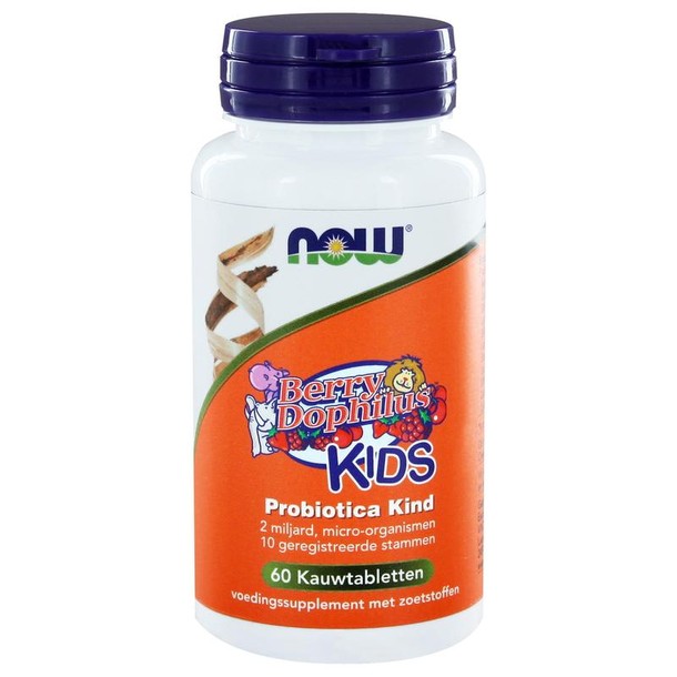 NOW Berry Dophilus™ Kids probiotica kind (60 Kauwtabletten)